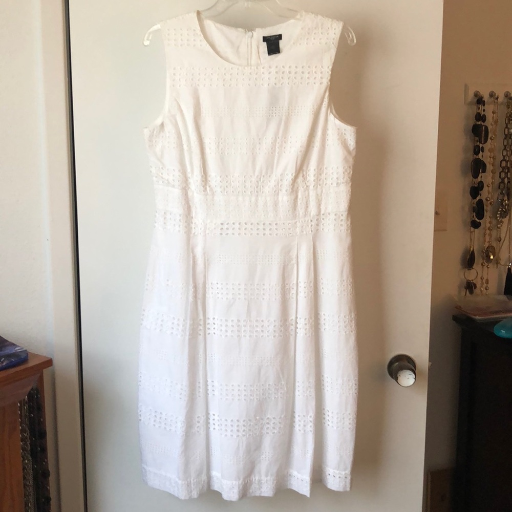 Ann Taylor White Eyelet fully lined dress